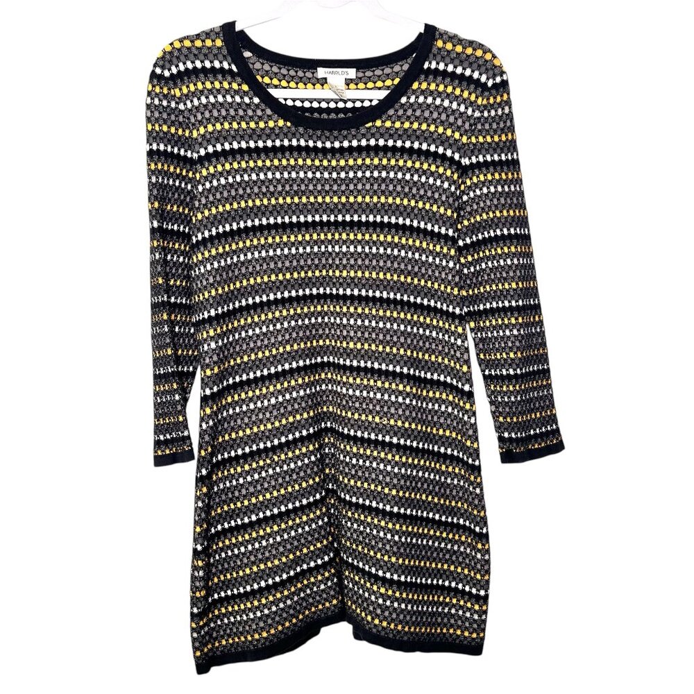 Harold's Black, Gray, White, Yellow 100% Cotton Tunic Top Size L